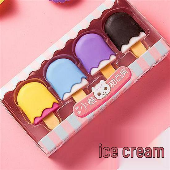 Sweet Donut Cartoon Eraser Set - Cute Stationery for Kids & Primary Students