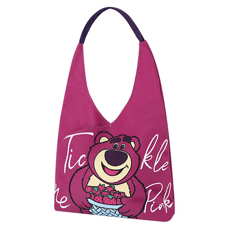 New Disney Lotso Collection Mickey Collection Canvas One Shoulder Handbag, Canvas Bag Regular Unisex Black White/Rose Red DHF23807-LOA