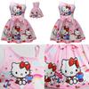 Ärmelloses Kleid mit Hello Kitty Cartoon-Print und Rüschendetails für das Frühlings-Verkleiden