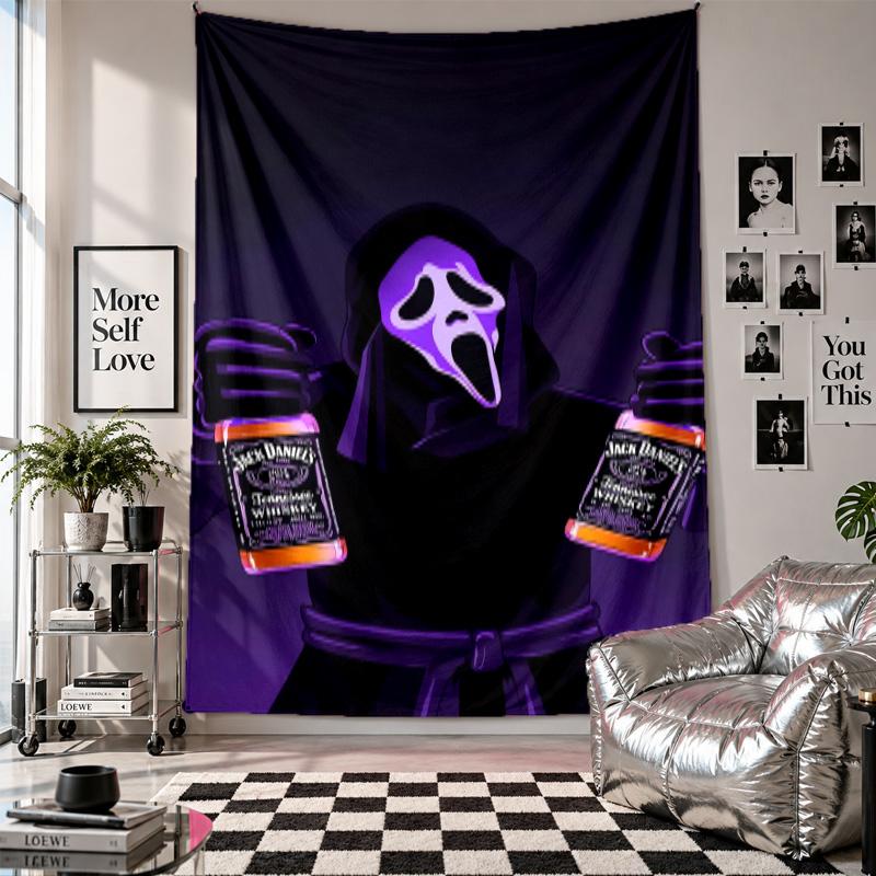 Wall TapestryScream Ghostface Art Hanging Cloth Decorative Background Cover for Room Decoration