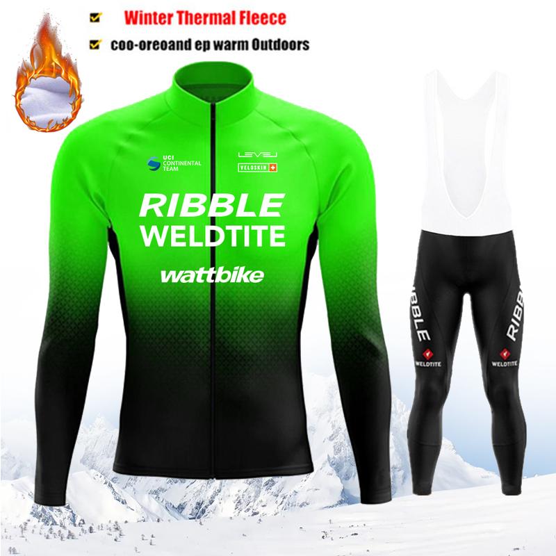 Winter Thermal Fleece Cycling Jersey Set Maillot Ropa Ciclismo Keep Warm MTB Bike Wear Bicycle Clothing Blue Cycling Set