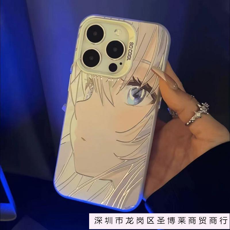Two-dimensional anime girl color silver shell for apple 16/15/14 pro mobile phone case color silver shell 12 advanced