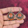 Red Coral Handmade Gemstone Nepali Earrings, 925 Solid Sterling Silver Earrings Antique Jewelry, For Engagement Gift
