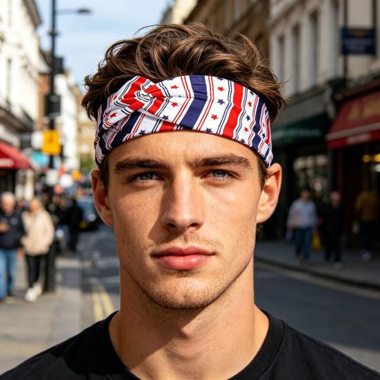 Headband Soft Cloth Independence Day Headband with Flag Stars Stripes Design Holiday Patriotic Hairband Hair Accessories