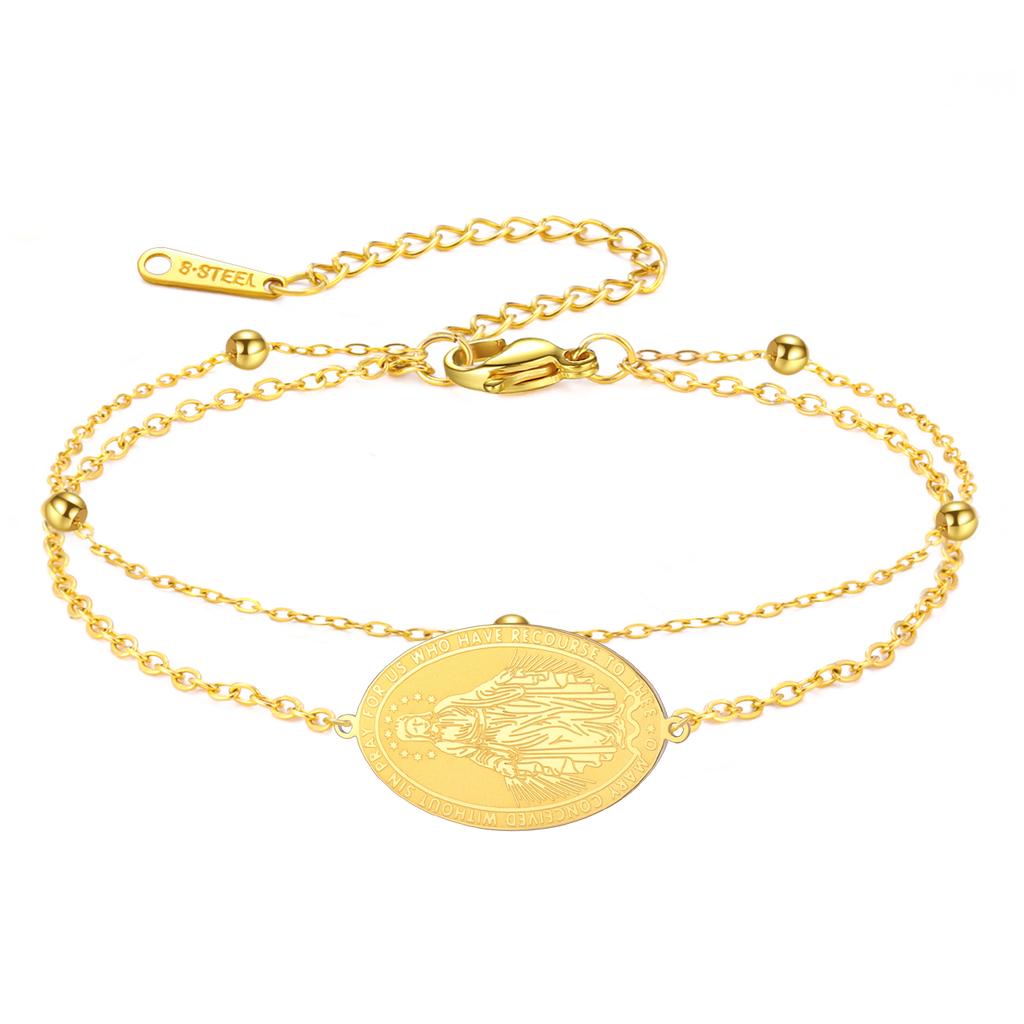 LIKGREAT Virgin Mary Bracelet for Women Stainless Steel Bracelets Mother of Jesus Catholic Jewelry Christian Protection Gift