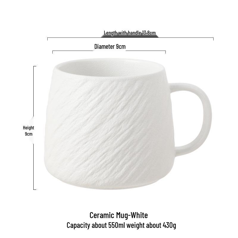 Large Stone Pattern Black & White Ceramic Mug for Home, Girls, Couples, and Coffee for Breakfast