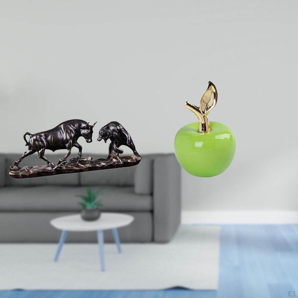 Modern Feng Shui Figurine with Chinese Cow Cattle Sculpture And Ceramic Ornament for Desk Home Cafe
