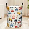 1pc Modern Car-Themed Laundry Basket with Sturdy Sturdy Handles - Round Space-Saving Cloth Hamper Suitable for Room,, Bathroom Storage, Canvas Basket 
