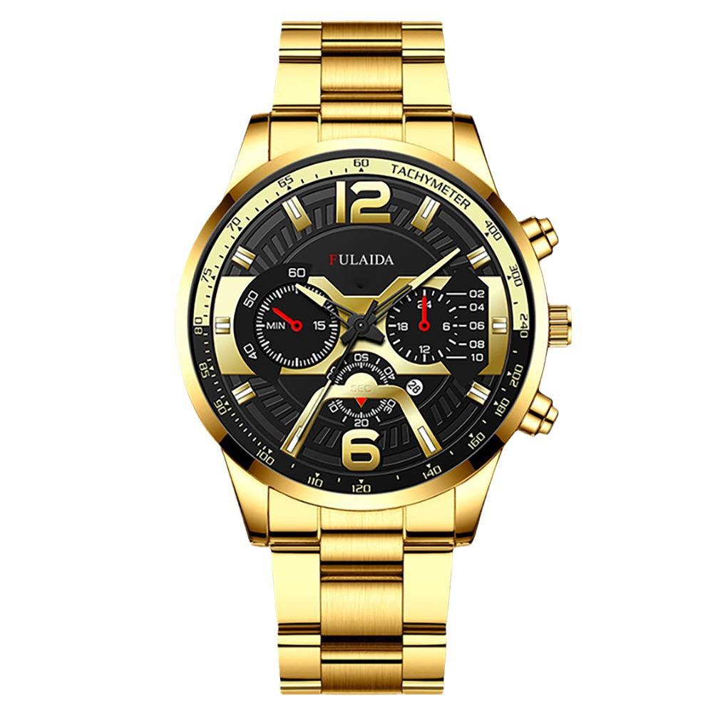 Men's Quartz Wristwatch: Stainless Steel Band, Luminous Hands, Date Display