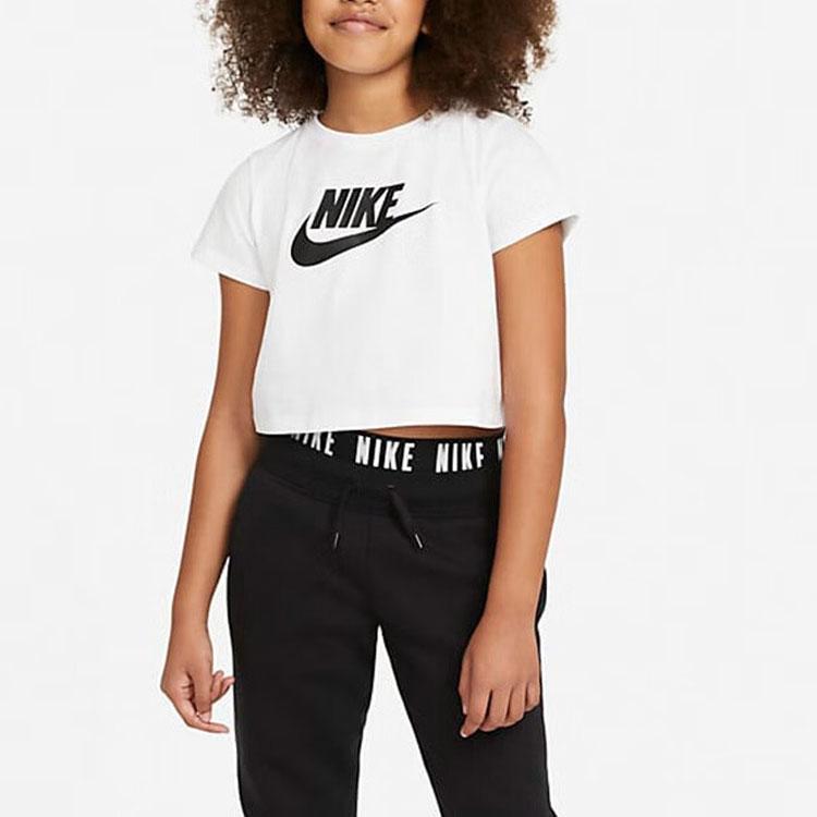 Nike Logo Print Casual Short Sleeve T-Shirt Kids Tops White DA6925-102