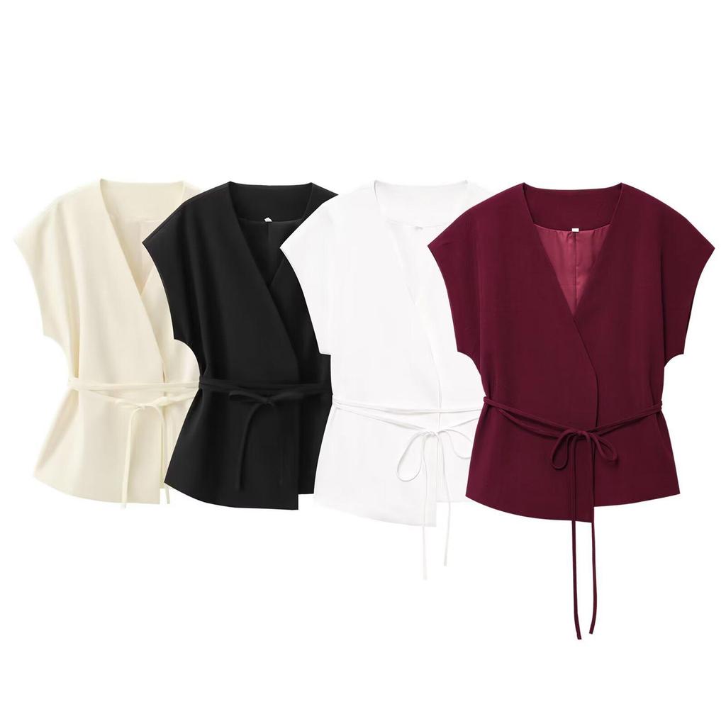 Dámský letní retro kardiganový top a kalhoty se širokými nohavicemi, sada 2025