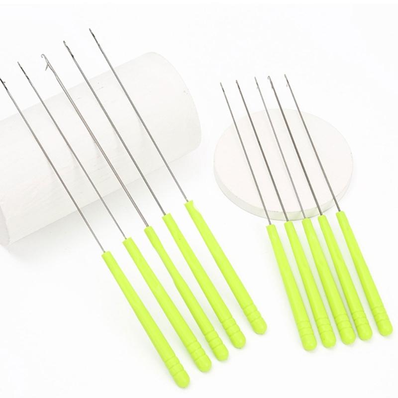 5PCS Crochet Hooks for Hair Braiding Carpet Making and DIY Craft, Plastic Handle Crochet Needle
