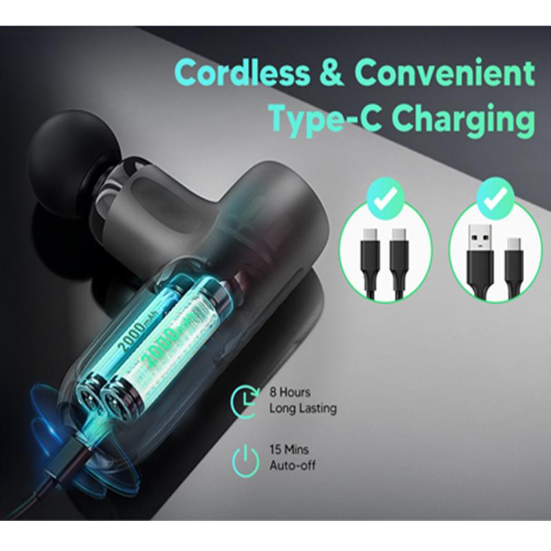 Portable Rechargeable Handheld Percussion Muscle Massager, Fascia Gun Massage Gun Head with Heat and Cool