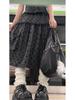 Retro Japanese A-line Layered Cake Skirt - High-Waisted, Lace Trim, Midi Length for Petite Women
