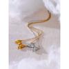 Yhpup Hot Style Metal Bowknot Bow Pendant Necklace Fashion Stainless Steel Water Resistant Attractive Trendy Jewelry Gift