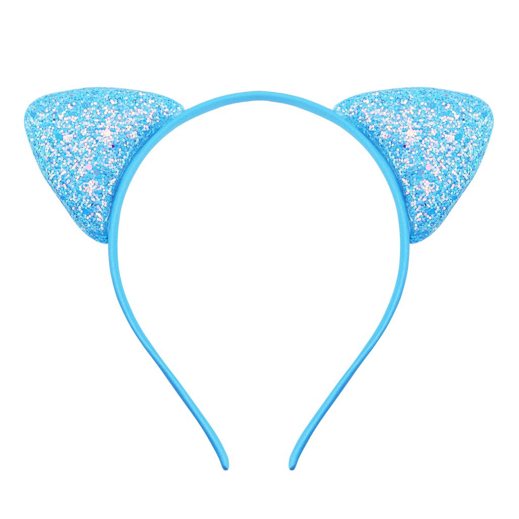 Glitter Cat Ears Headband Kitty Headband for Girls and Women Sparkly Hair Metal Hoop Shiny Hairbands Hair Accessories for Daily