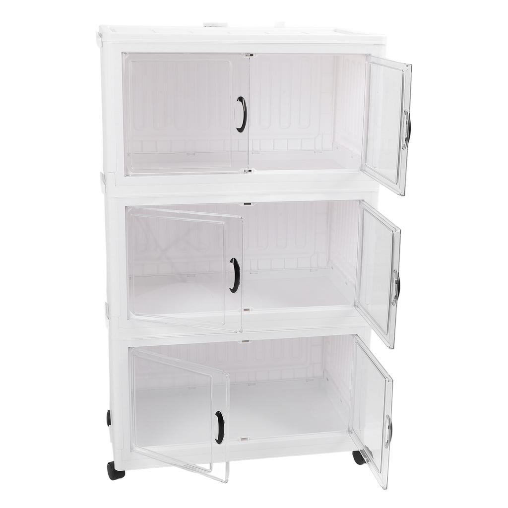 Foldable Storage Cabinet Plastic Storage Containers with 4 Moveable Wheels Folding Storage Bins