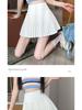 2024 Spring & Autumn White A-Line Pleated Skirt - Anti-Exposure, Short Length for Women