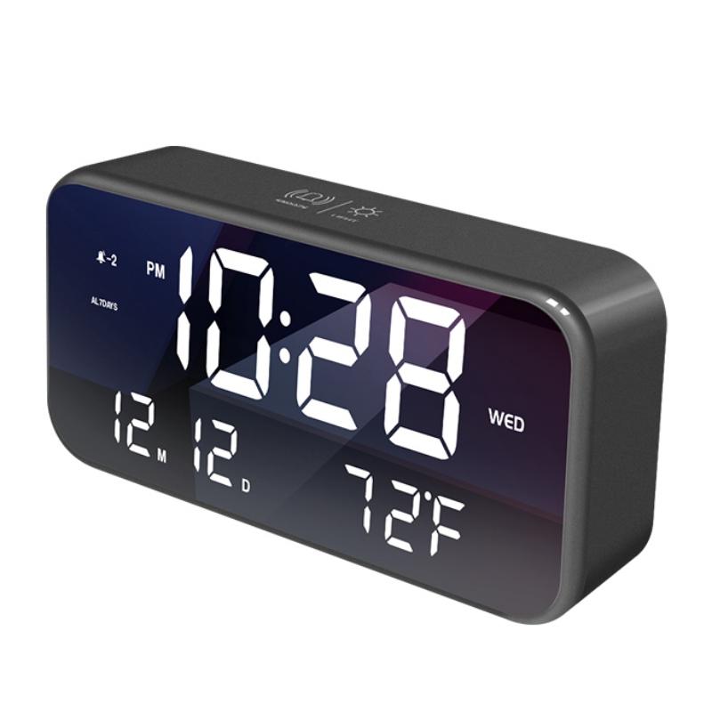 LED Digital Alarm Clocks Backlight Snooze Mute Calendar Desktop Intelligent Acoustic Control Temperature Function Clock