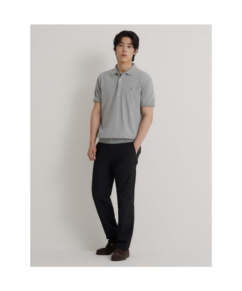 Binpolmen [Essential] Italian Cotton Collared Neck Knit Gray