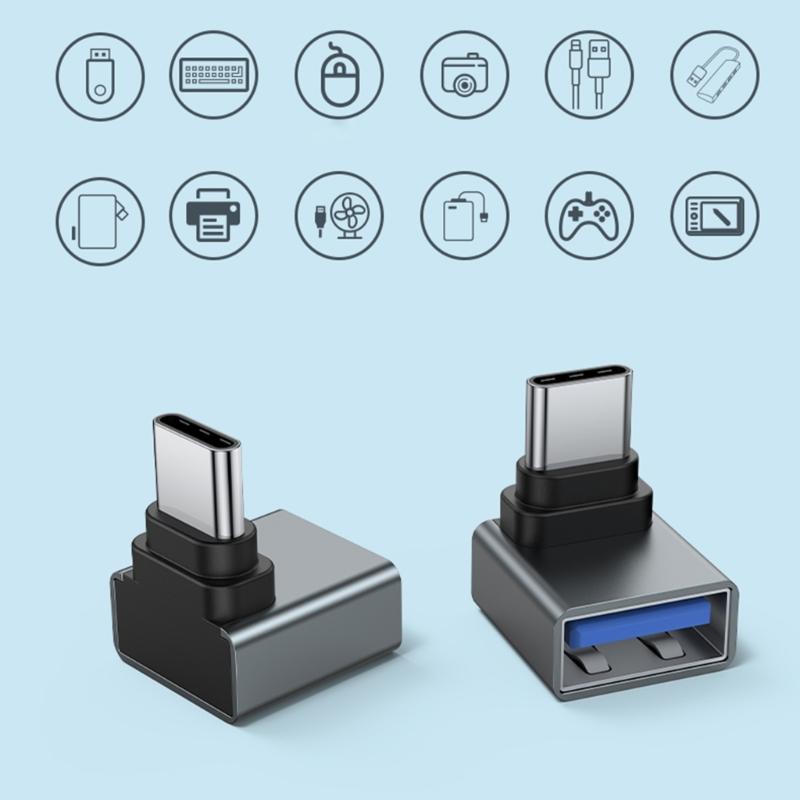 USB 3.0 Female To Type C Male 90 Degree Right Angle Extension Adapter USB C Upward Downward OTG Connector for Laptop