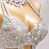 Hot Sale Women's Beaded Crystal Belly Dance Costume Wear Bra+Belt+Necklace 3pc Set Sexy Bellydancing Costumes Clothes