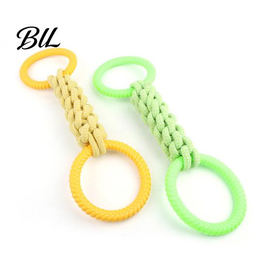 Strong Dog Chew Toy Pet Double Loop Design Cotton Rope Interactive Puppy Canine Bite-resistant Teeth Oral Health Safe Double-loop
