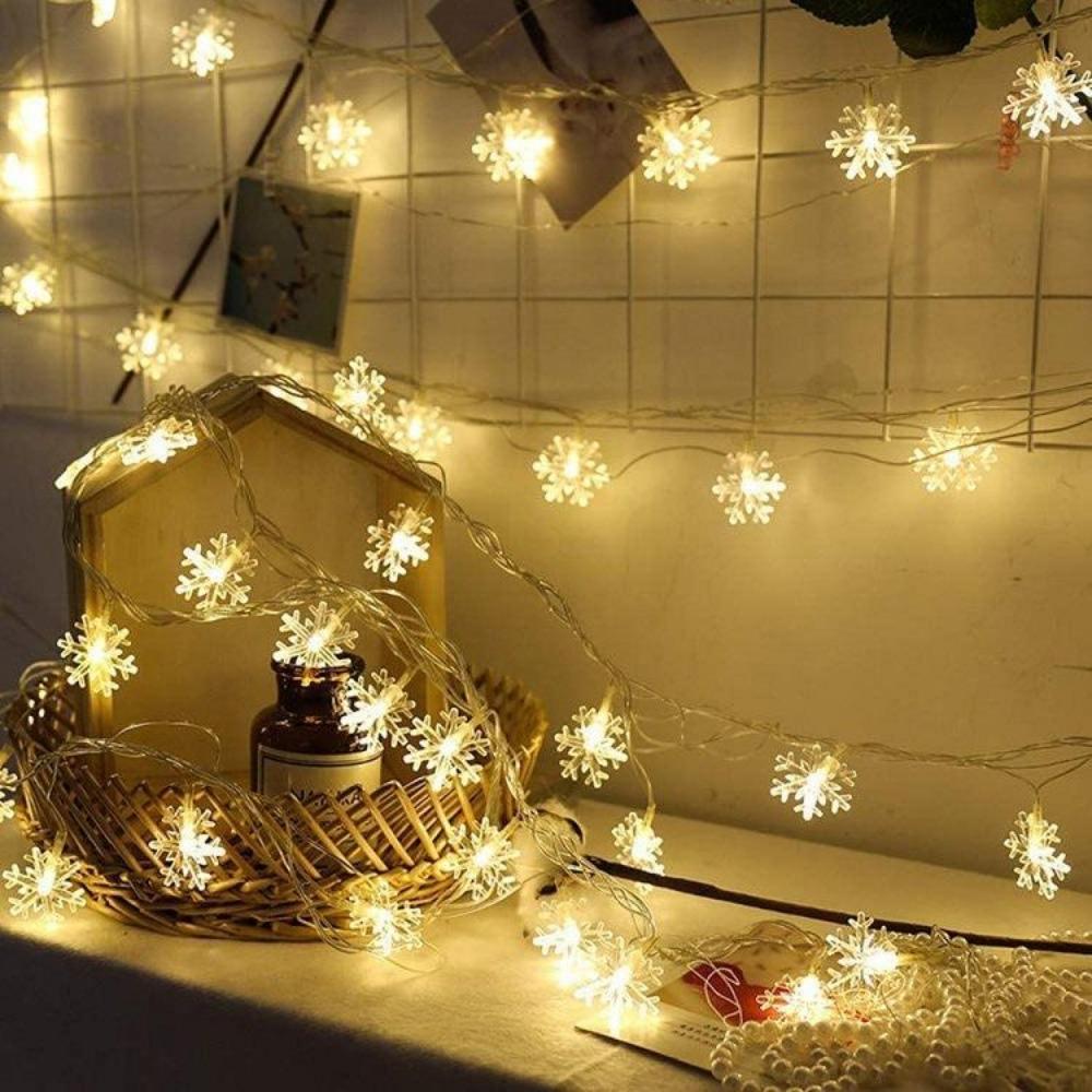 1,5M/3M/6/10M Weihnachts-Schneeflocken-Lichterkette, 2024 Frohe Weihnachten Dekoration für Zuhause, Christbaumschmuck, 2025 Frohes Neues Jahr