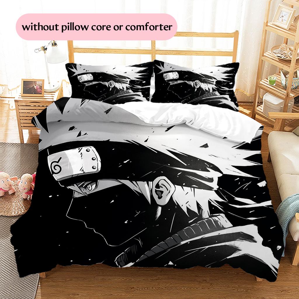 Anime Hatake Kakashi Pattern Bedding Home Decoration Birthday Gift (1 * Duvet Cover + 2 * Pillowcase, Without Core)