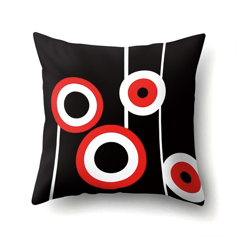 Polyester Pillow Case Car Black and Red Geometric Circle Lines Decorative Home Print Pillow Bedside Cushion Cover