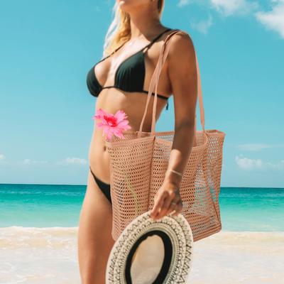 Beach Bag Outdoor Leisure Large Capacity Double Mesh Beach Bag Multi-Functional Women'S Shoulder Handbag