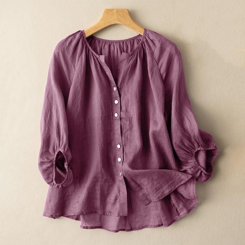 Spring Summer Loose Casual Women Shirt New Large Size Casual Solid Color Tops Loose Buttons Tops Fashion Elegant Office Ladies Clothing