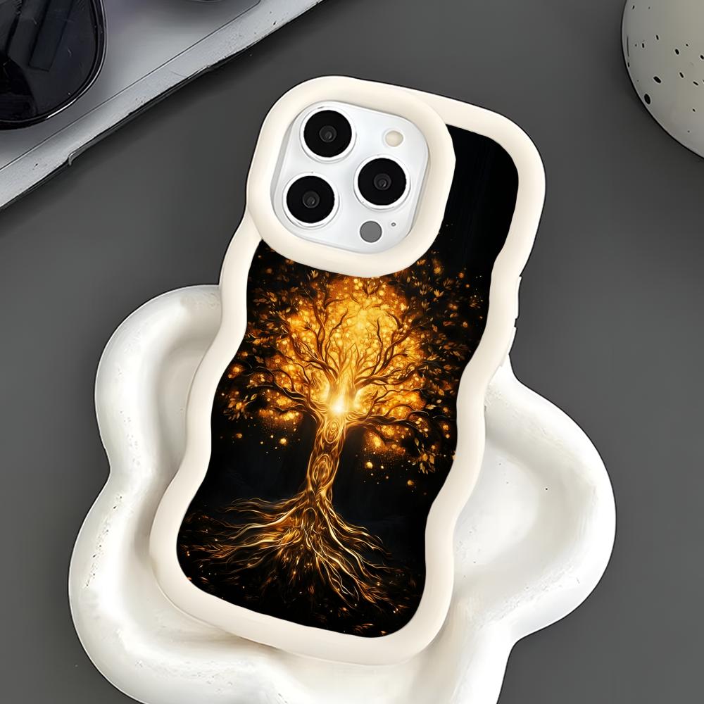 World Life Tree Mobile Phone Case for iPhone 17 16 15 14 13 12 11 Air Pro Max Plus Wavy Edge TPU Colorful Cover Cover Pretty