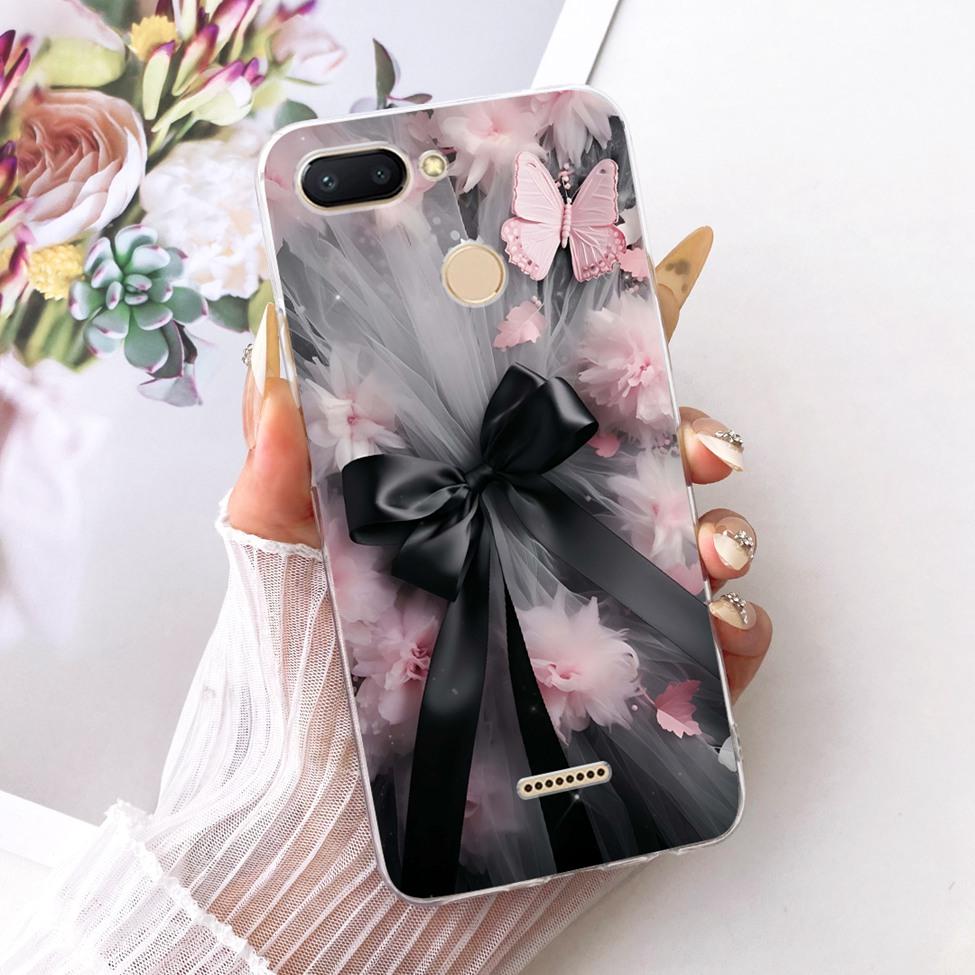 For Redmi 6 Case Cover Transparent Cute Cat Fashion Butterfly Funny Cool Painted Casing M1804C3DH M1804C3DG M1804C3DI