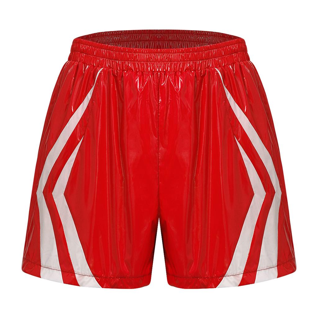 Mens Waterproof Swim Trunks Pockets Color Blocking Stripes Elastic Waistband Athletic Bottoms