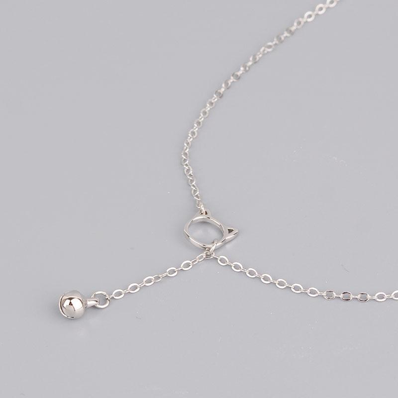 Einfaches Design Katze Halskette Weibliche Persönlichkeit Klein Frisch Niedlich Student Glocke Anhänger Schlüsselbein Kette Trend