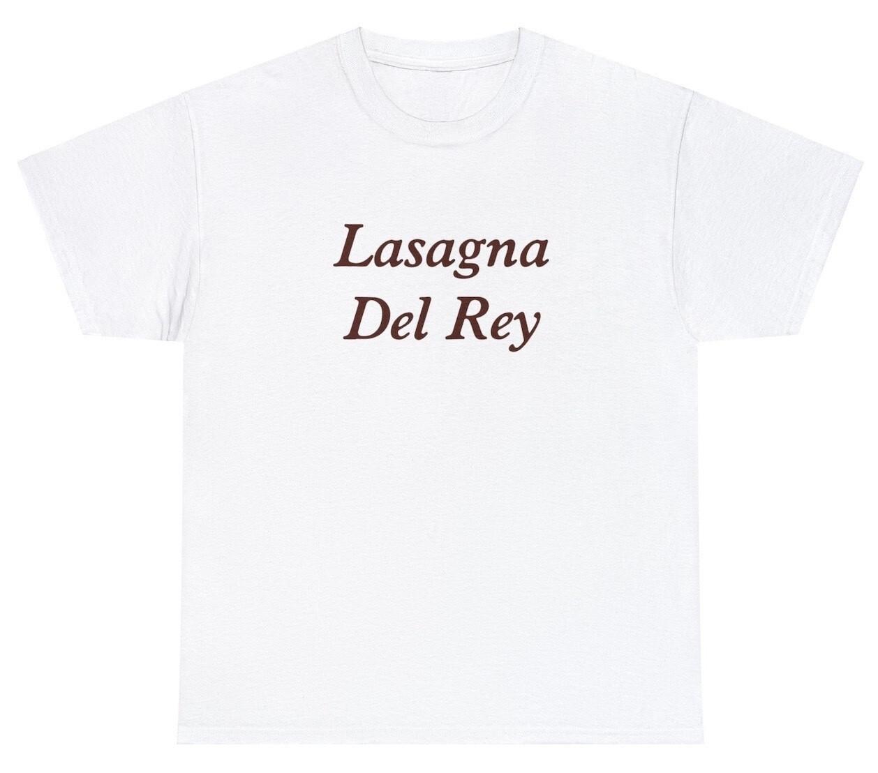 New Lasagna Del Rey T Shirt Funny Lana Del Ray Fan Parody Meme Gift Y2K Tee XL