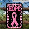 2D Flat Hope Glitter Pink Ribbon Bow Star Aluminum Metal Sign‑8.0x12.0inch Breast Cancer Awareness Wall Decor, Inspirational Survivor Support Hanging