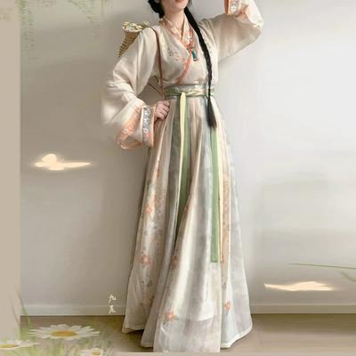 Chinese Wei And Jin Dynasty Style Hanfu For Women, One-piece Waist-length Pleated Skirt Daily Suit