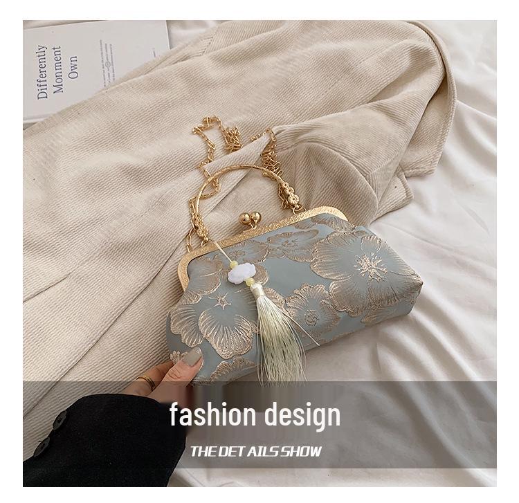 2024 Silk Texture Embroidered Handbag: Spring Fairy Chain Bag for Hanfu Skirt