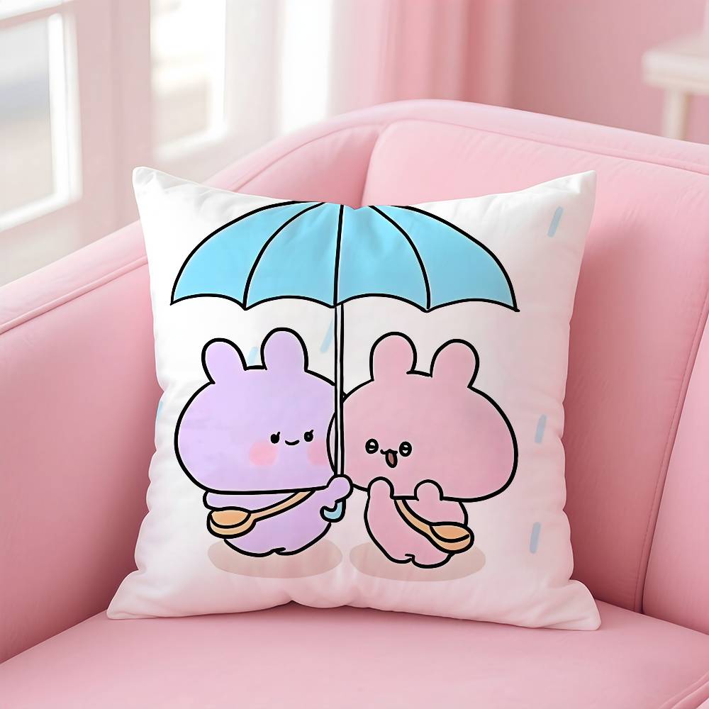 Cartoon A-Asamimichan Cute Bunny Pillow Case pattern printing pillowcase living room sofa cushion cover bedroom room decor