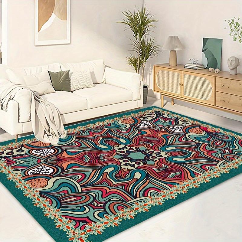 سجادة غرفة معيشة على الطراز الفارسي سجادة نورديك ريترو بنمط وطني وسادة أرضية سجادة أريكة لتزيين منزل المزرعة والمكتب المنزلي