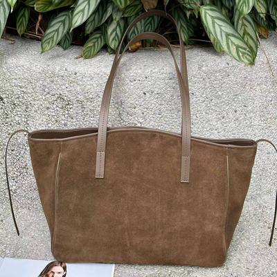 Simple Soft PU Leather Commuter Large Bag, Large-capacity Tote Bag, Retro Suede Velvet Versatile Single-shoulder Bag for Women In Autumn and Winter