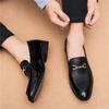 Designer Fashion Luxury Men's Black Metal Buckle Casual Dress Leather Shoes Male Wedding Homecoming Prom Footwear Zapatos Hombre