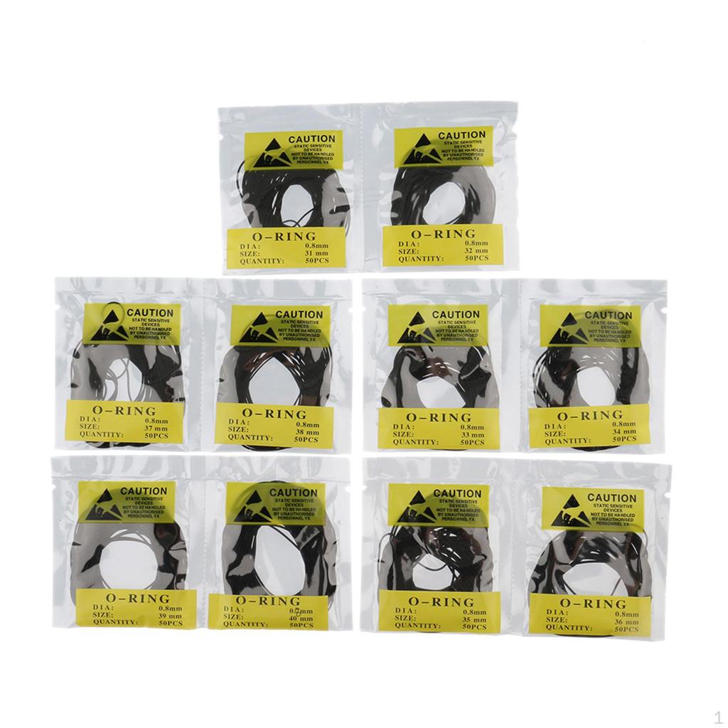 500Pcs Watch Gasket Replacement O-rings for Backs Size 31-40mm,0.8mm