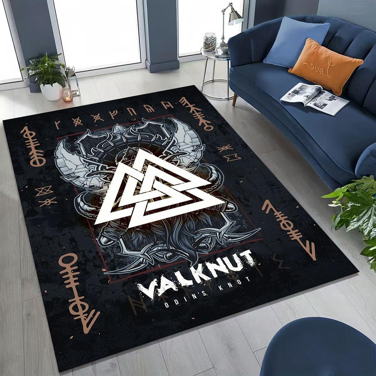 

Nordic Viking Warrior Symbol Valhalla Valknut Rune Moto Rug for Bedroom Living Room Sofa Home Doormat Decor,Non-slip Floor Mat 40x60cm( 15x23in )