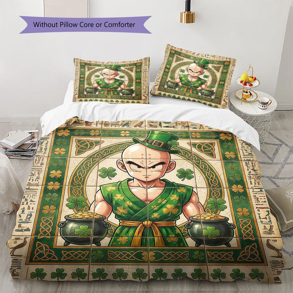 Dragon Ball Mural Pattern Bedding Quilt Set Quilt Cover Pillowcase Home Decoration Birthday Gift (1 * Duvet Cover + 2 * Pillowcase, Without Core)