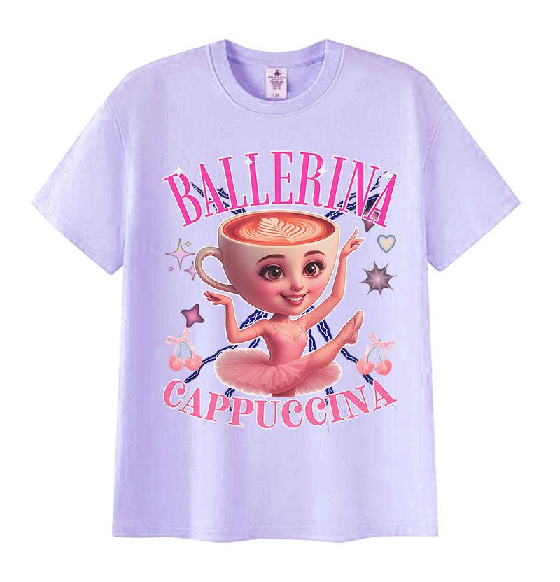 Ballerina Capucina Funny Graphic T Shirt Men's Women Coffee Lover Gift Short Sleeve T Shirt Fashion High Quality Cotton T-shirts