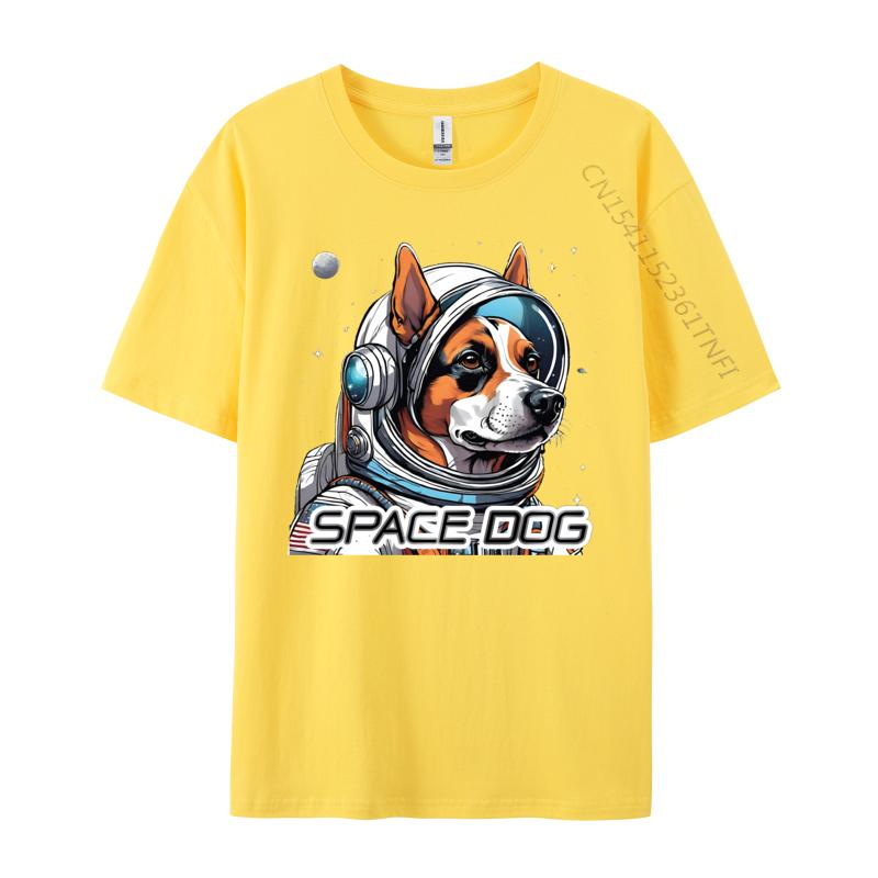 Astronaut Dog Tshirt Tops Tees Dog In Space Tshirts Design Cotton Fabric Young Tops Tees Good Quality