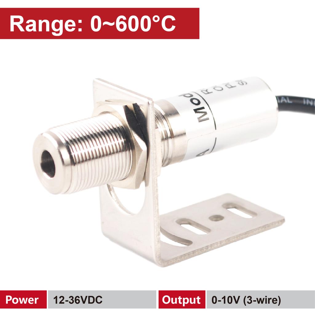 Compact Non-Contact Infrared Temperature Sensor 0-600°C 4-20mA/0-10V/0-5V RS485 Output Industrial Fixed Mount
